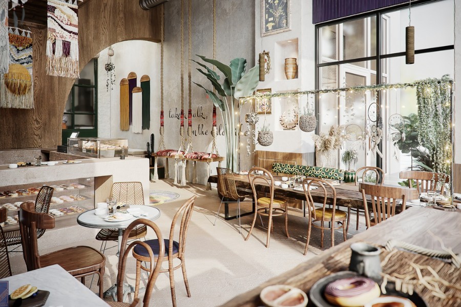 Khám phá 8 ý tưởng thiết kế quán cafe Hải Phòng 19 Thiet Ke Quan Cafe Phong Cach Boho (2)